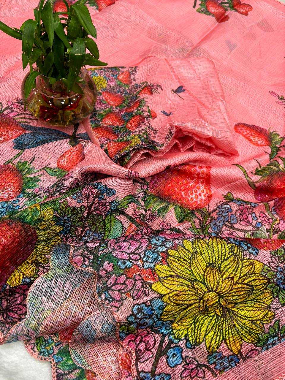 YNF KOTA SILK RIE STRAWBERRY SAREES WHOLESALE PRINTED LADIES KOTA DORIA SAREES MANUFACTURER    